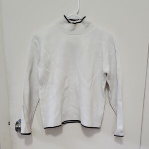 Anthropologie White Mock Neck Sweater